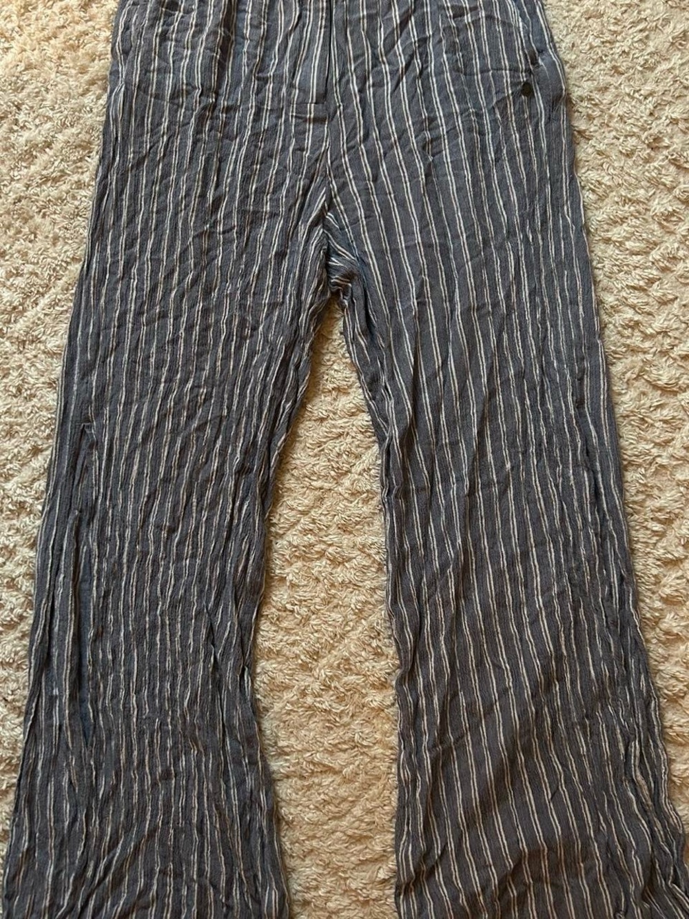 Striped Wide Leg Pants - blue with White Pinstripes